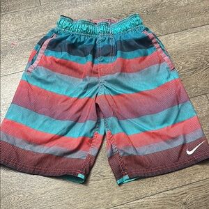 Nike Striped Swim Shorts - Red and Blue